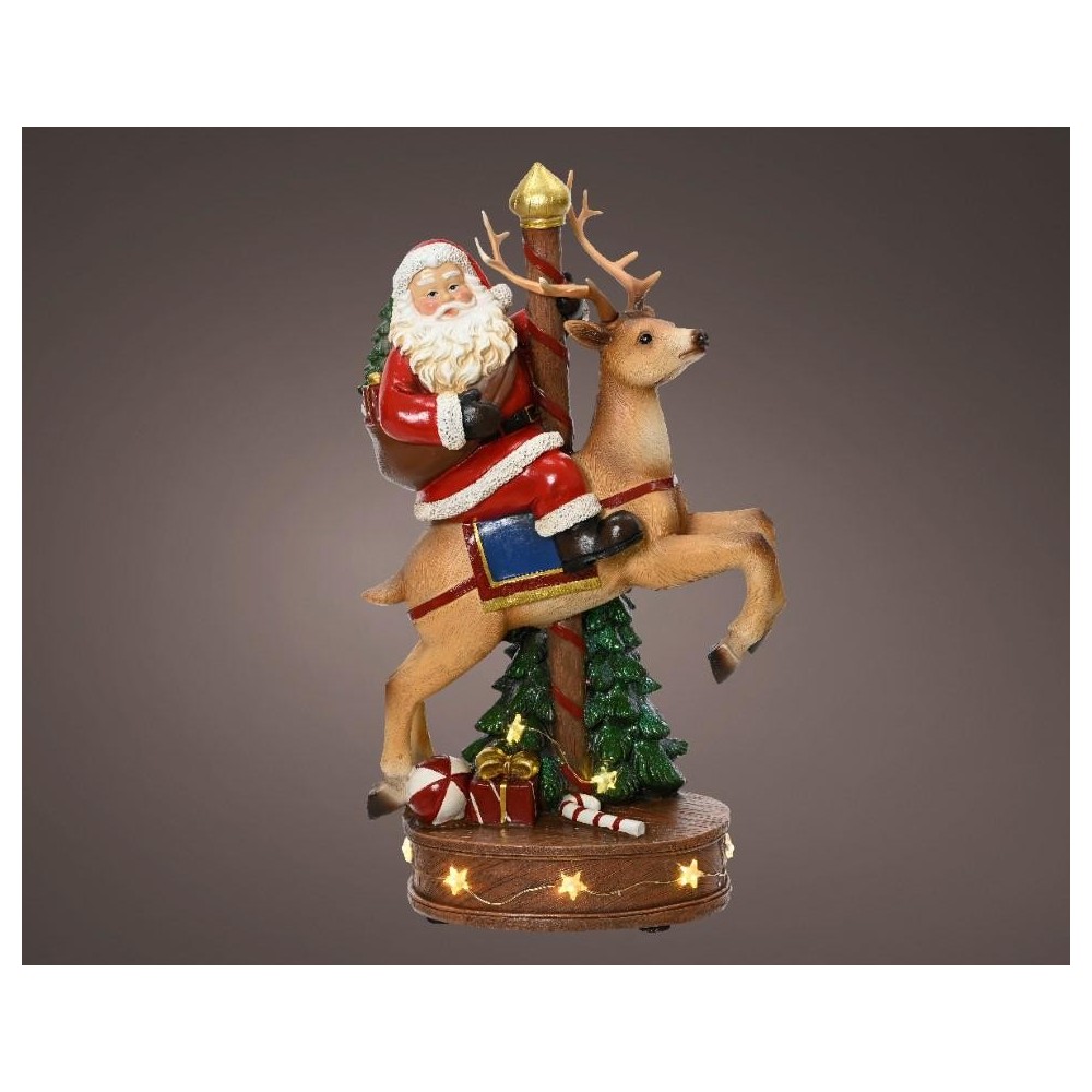 BABBO NATALE SU RENNA LED H.33.5CM.